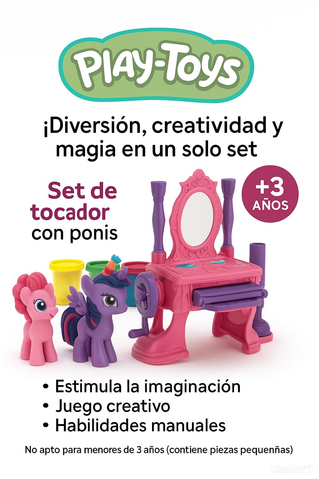 SET DIDÁCTICO DE PLASTILINA CON MESA + PONYS - 978-1 - Imagen 3