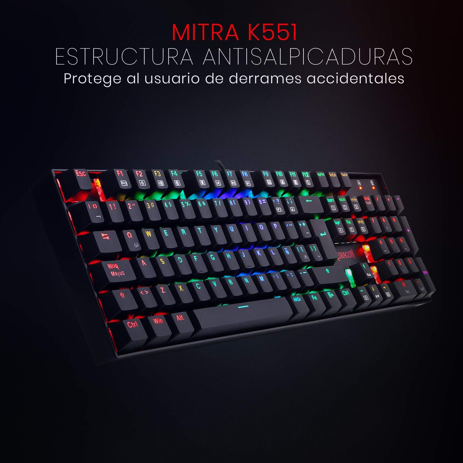 TECLADO MECÁNICO GAMER REDRAGON MITRA K551RGB-1 - K551RGB-1