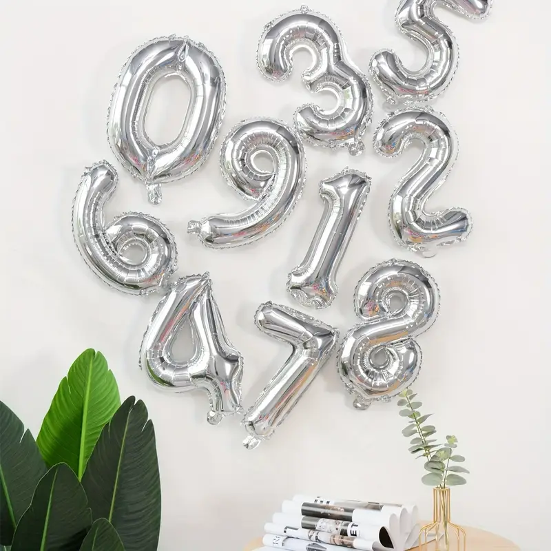 GLOBOS PARA FIESTA DE NUMEROS COLOR PLATA y DORADO ART:FB0001 AL 010