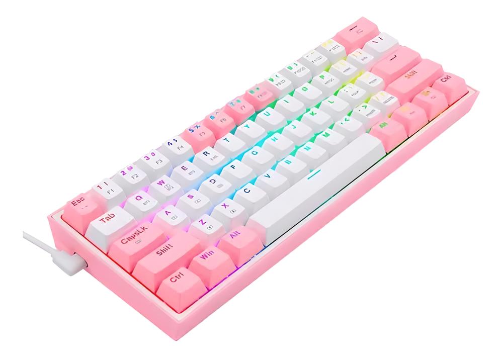 TECLADO MECÁNICO COMPACTO CON RETROILUMINACIÓN Y DISEÑO ROSA PASTEL K616-RGB PW-SP - WP-SP