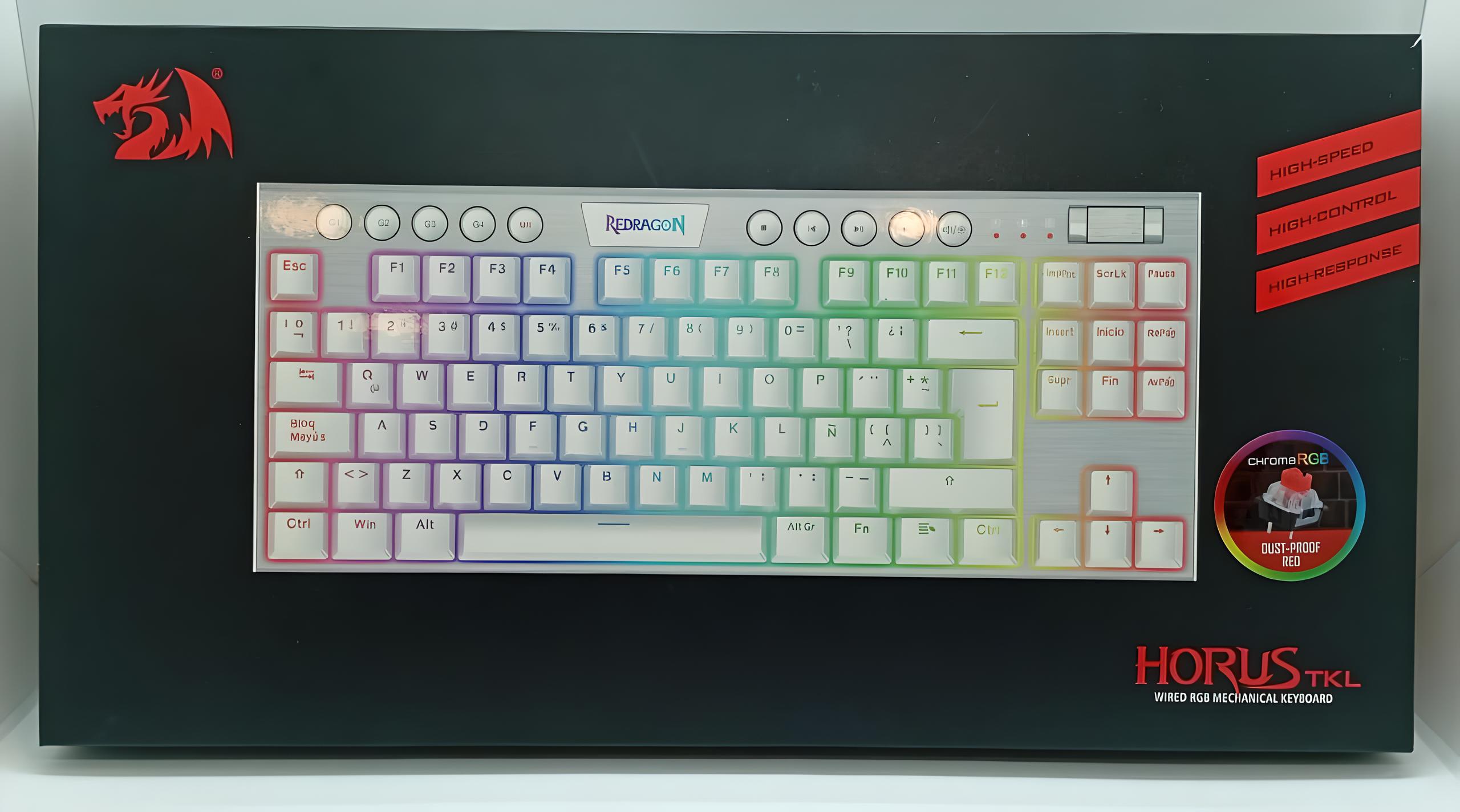 TECLADO MECÁNICO SWITCHES ROJOS HORUS TKL K622W-RGB
