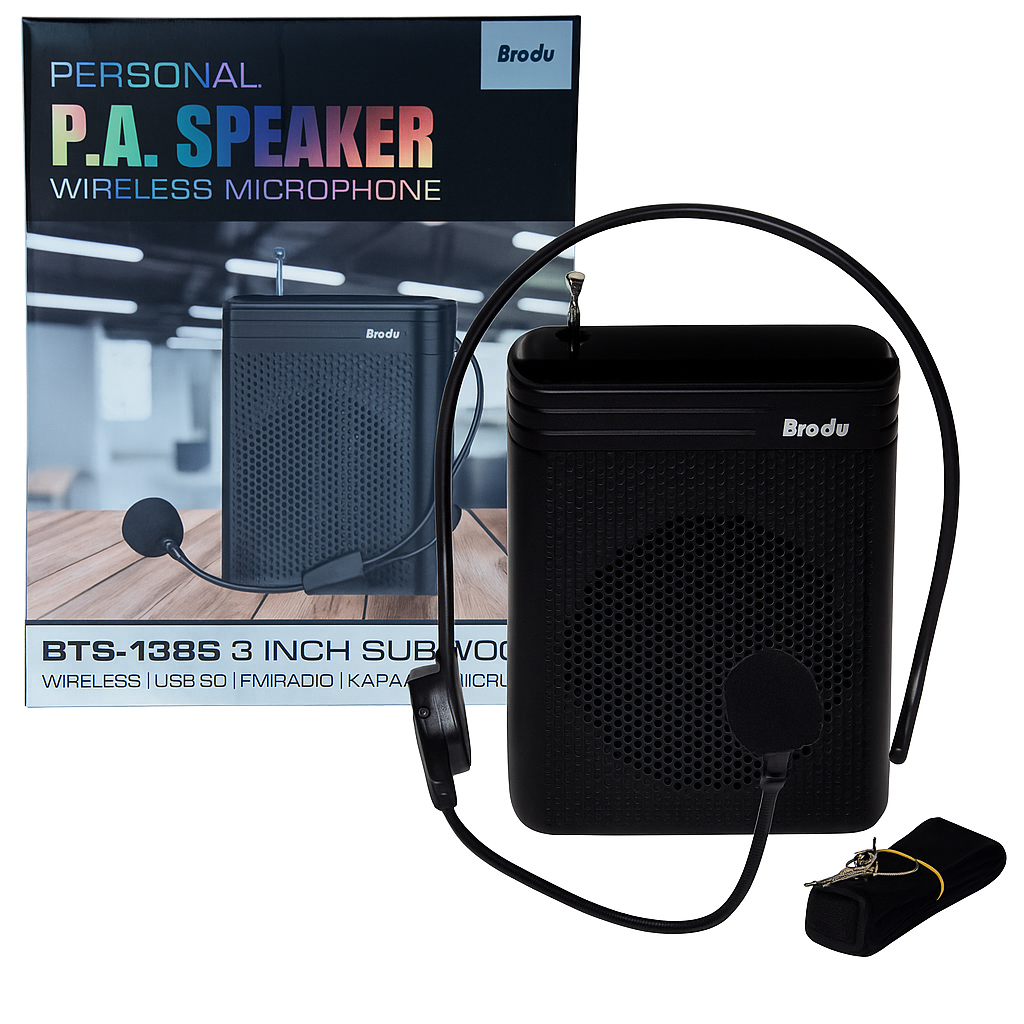PARLANTE PORTÁTIL BRODU CON MICRÓFONO ALÁMBRICO BTS-1385 1000072