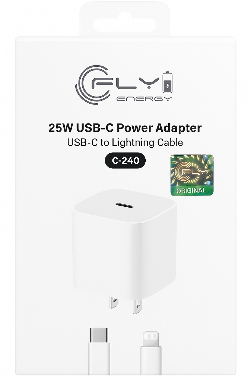 CARGA RAPIDA DE PARED C-240 DE 25 W - CABLE USB-C A APPLE - C-240