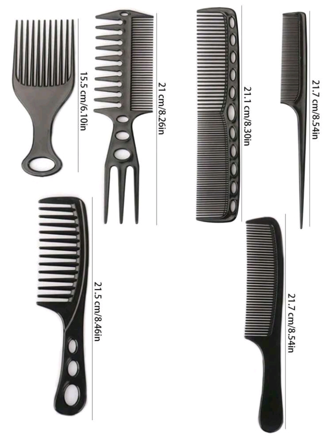 KIT DE 6 PEINES LISOS PARA EL CABELLO ZJ220857 - Imagen 2