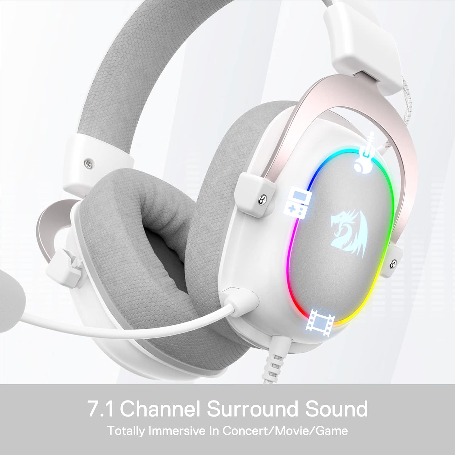 REDRAGON H510W-RGB ZEUS X – AURICULARES GAMERS PREMIUM BLANCO - Imagen 2