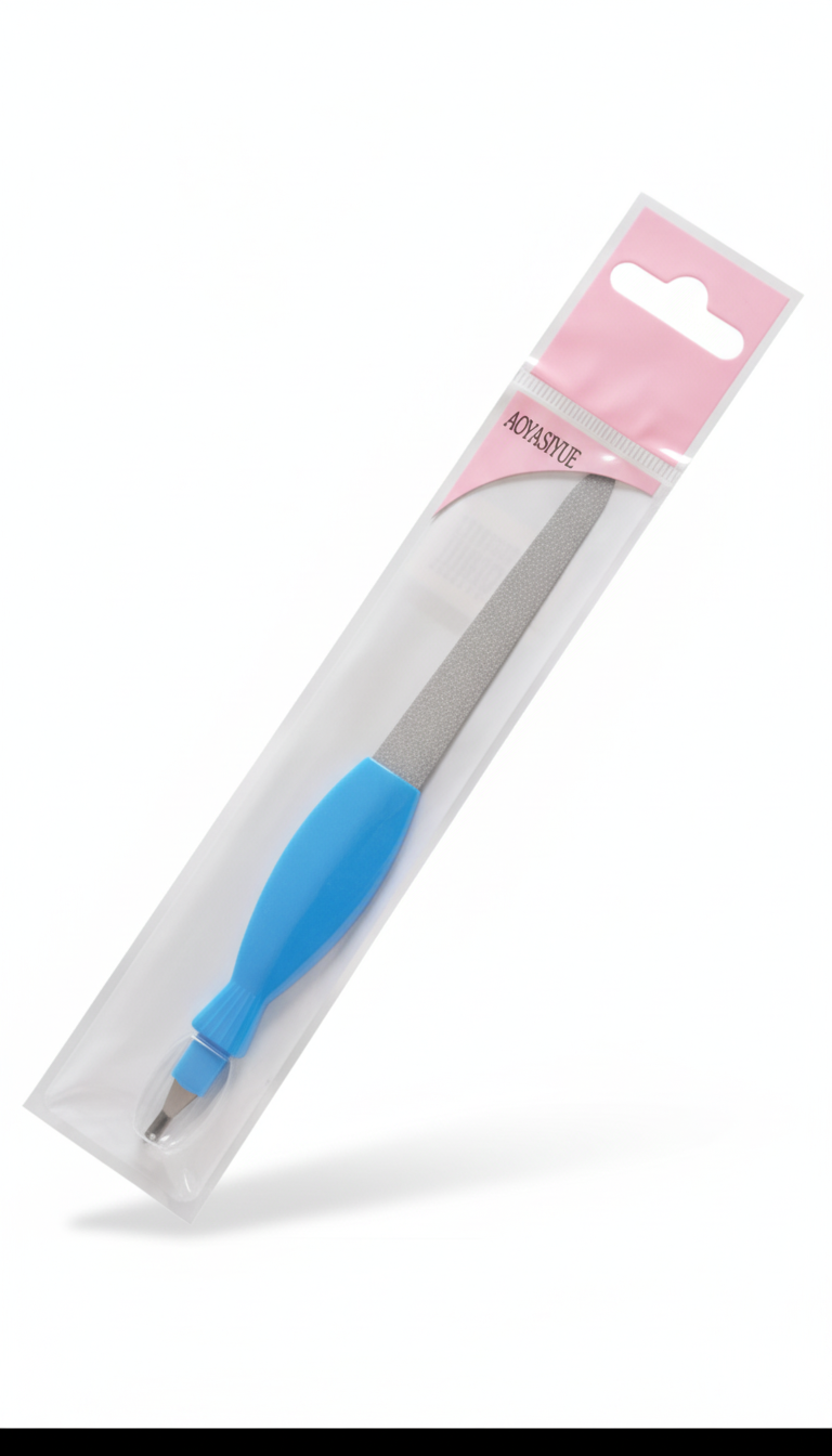 LIMA PARA UÑAS CON REMOVEDOR CUTÍCULA 2 EN 1 MANGO DE COLORES - FAN-513