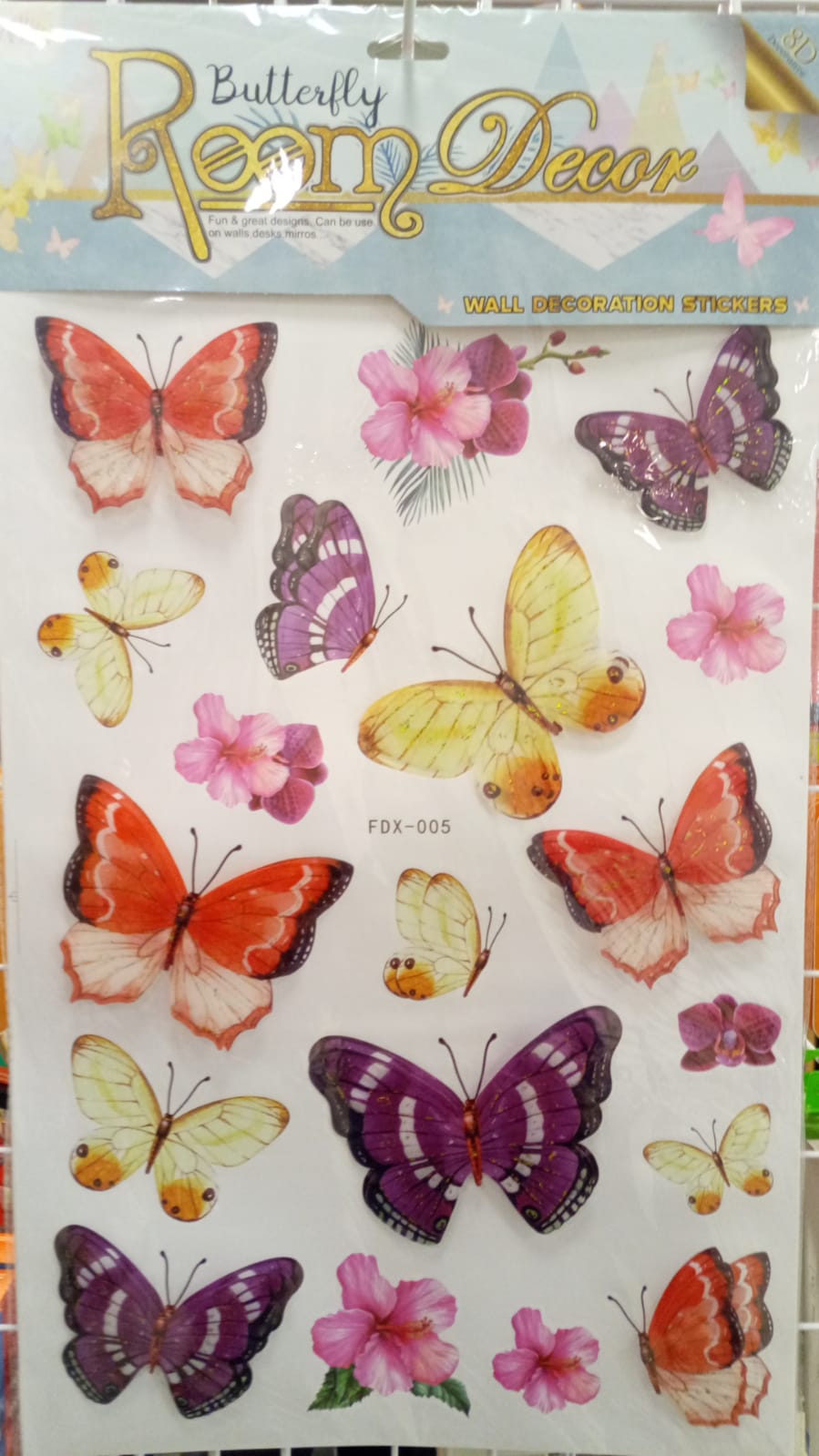MARIPOSAS ADHESIVOS PARED X13 + 6FLORES - FDX-005  ZJ225455