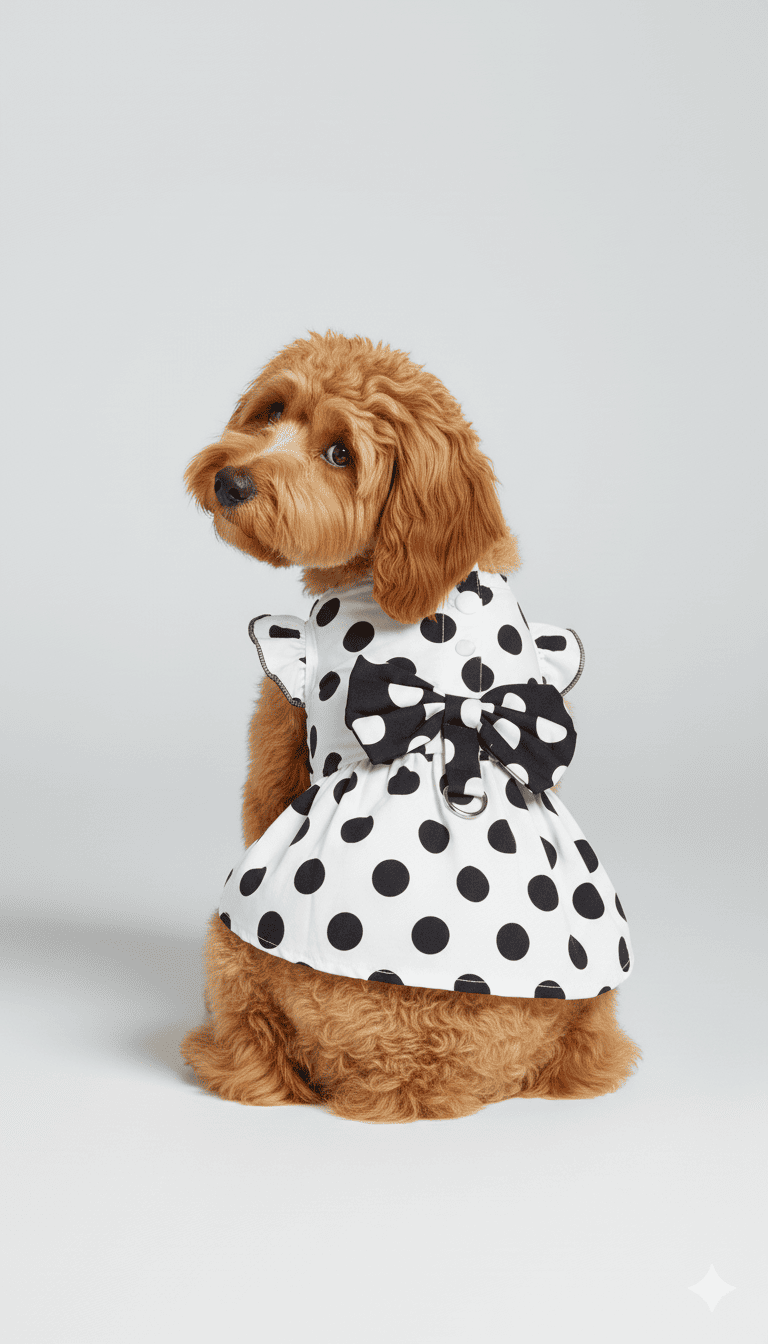 VESTIDO PARA PERROS LUNARES CON MOÑO - ZJ225176
