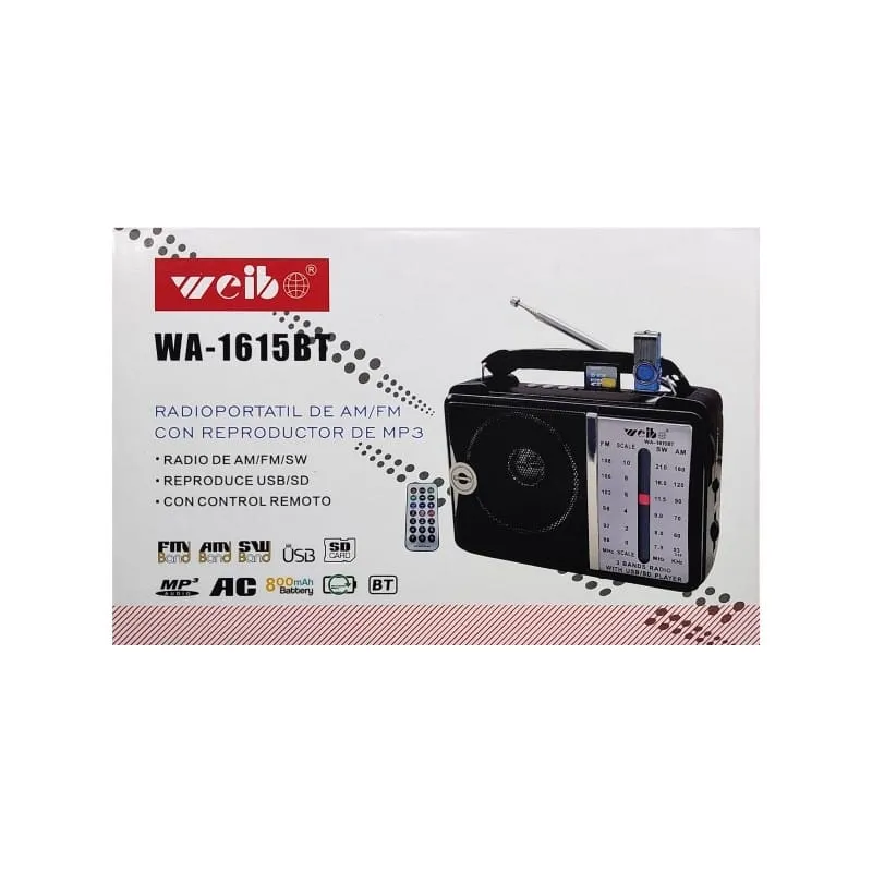 RADIO PORTÁTIL WEIBO WA-1615USB - Imagen 2