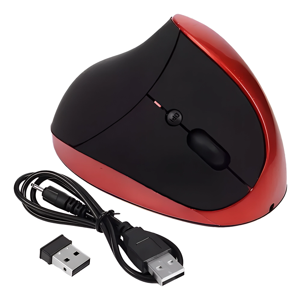 MOUSE ERGONÓMICO VERTICAL INALÁMBRICO ROJO - WB882 - Imagen 3