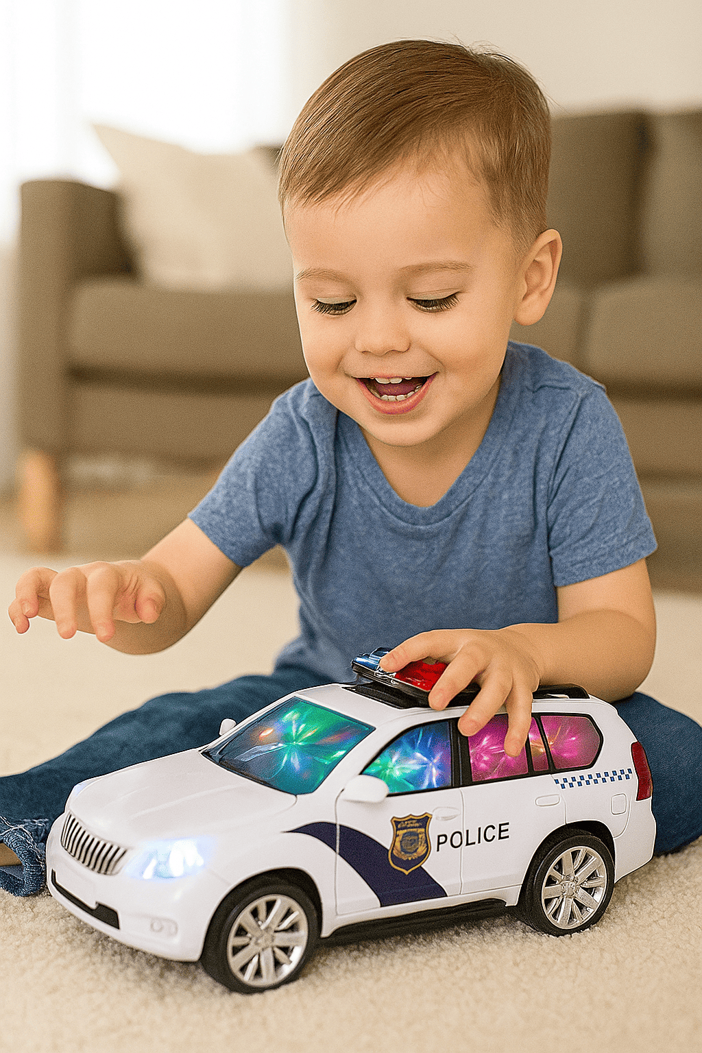 JUGUETE INFANTIL DE CARRO DE POLICÍA CON EFECTOS DE SONIDO DE SIRENA 1188B
