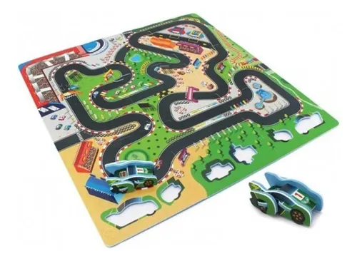 TAPETE DE ESPUMA ROMPECABEZAS PISTA DE CARROS 3018