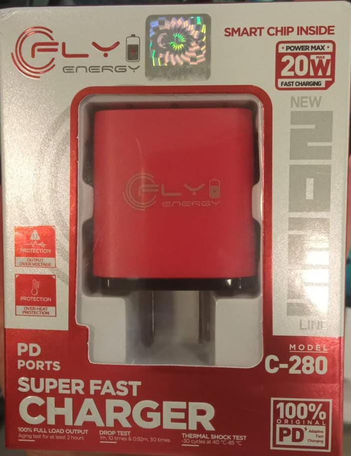 CARGADOR TIPO C 20 W FLY C-280 CON TECNOLOGÍA DE CARGA SEGURA C-280 - Imagen 2