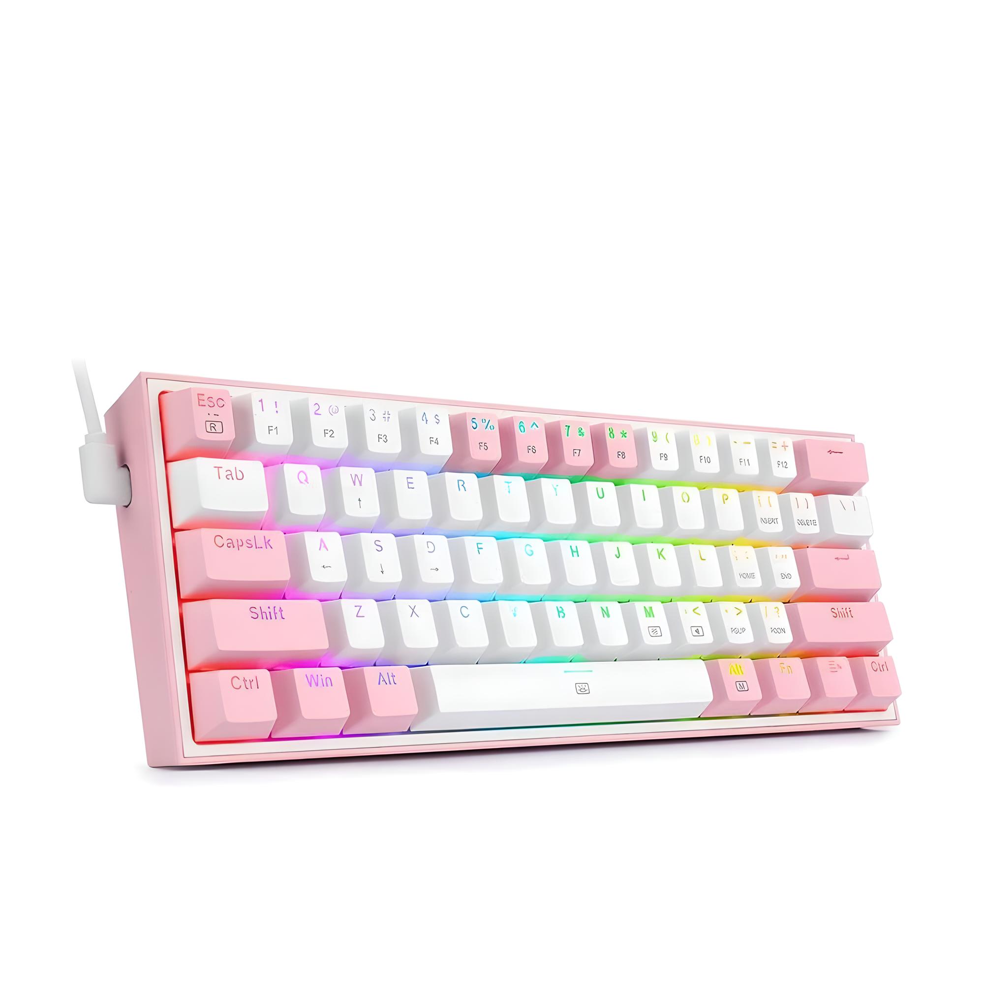 TECLADO MECÁNICO COMPACTO CON RETROILUMINACIÓN Y DISEÑO ROSA PASTEL K616-RGB PW-SP - WP-SP - Imagen 4