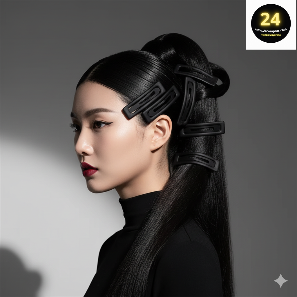 HEBILLAS PARA EL CABELLO EN BLANCO Y NEGRO X 10 UNIDADES - ZJ222106 - Imagen 2