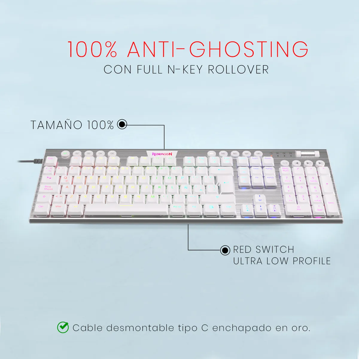 TECLADO MECÁNICO REDRAGON K619W-RGB - Imagen 2