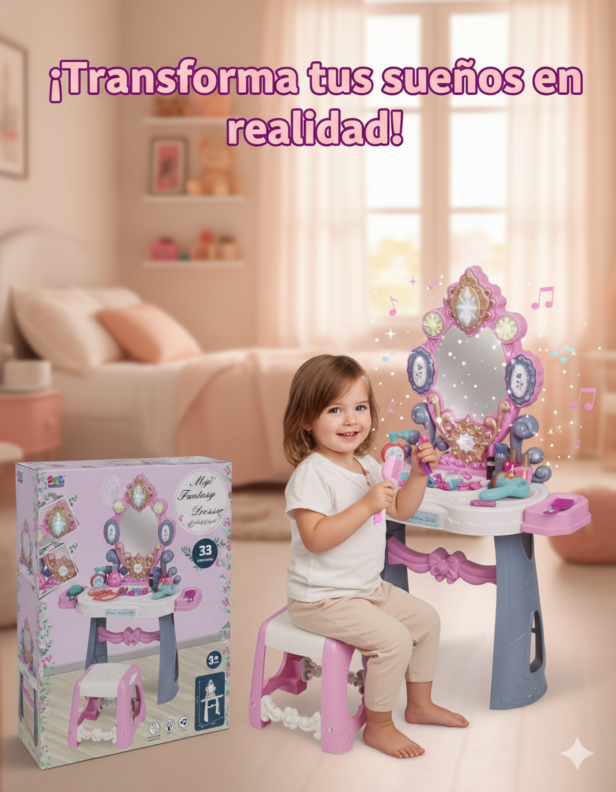 SET DE TOCADOR DE LUJO PARA NIÑA 33 ACCESORIOS -16841A - Imagen 2