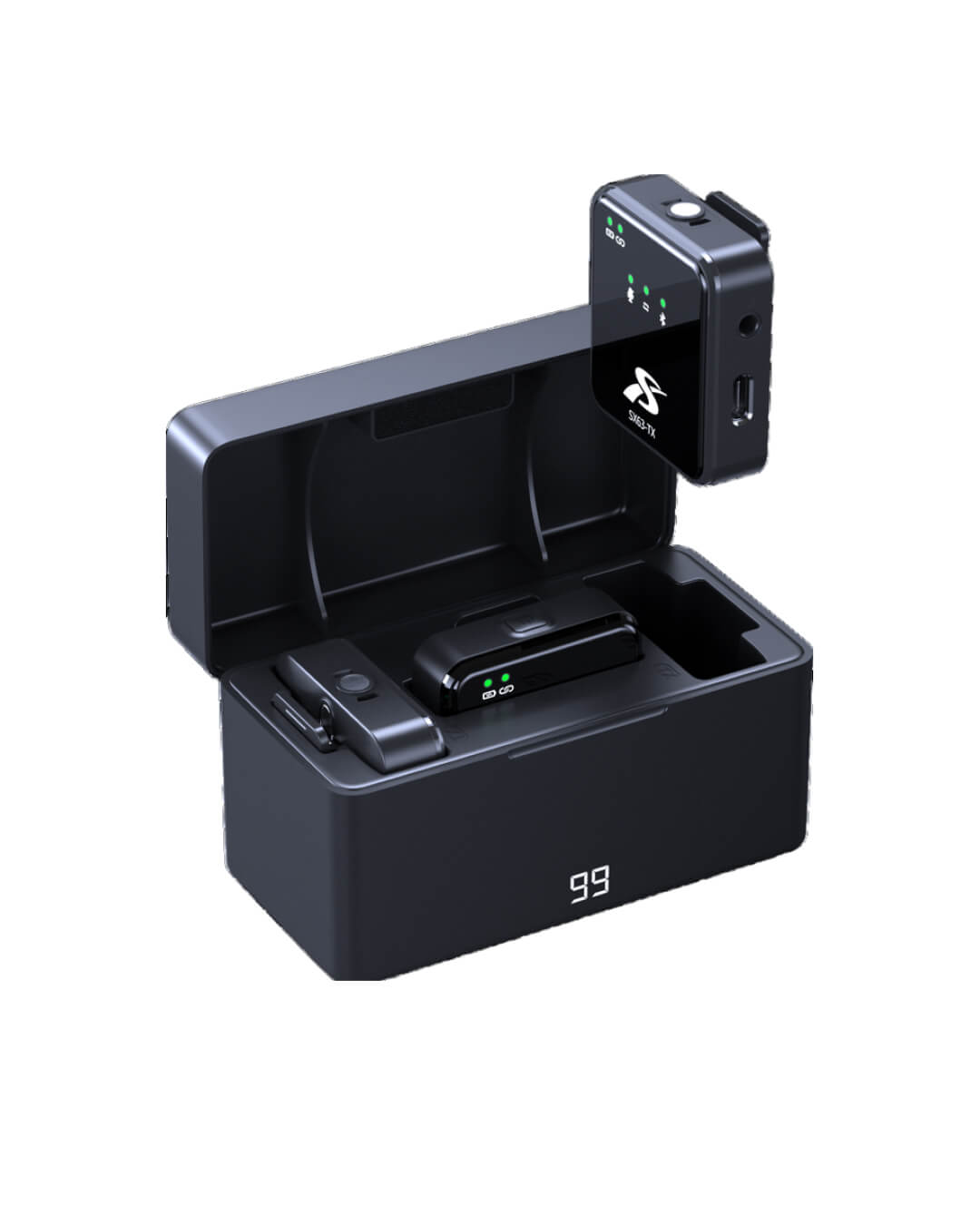 MICRÓFONO INALÁMBRICO DE TRANSMISIÓN DUAL CON ESTUCHE DE CARGA SX63 - Imagen 2