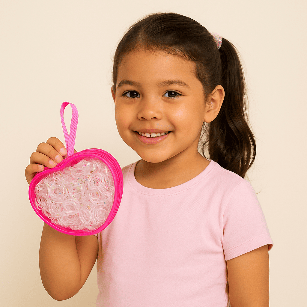 LIGAS PARA EL CABELLO TIPO GOMITA – ESTUCHE CORAZÓN FAN 525