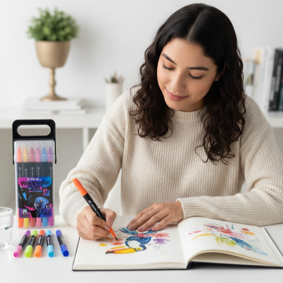 PLUMONES WATERCOLOR PEN YALONG TO GO-YL221813-12 - Imagen 3