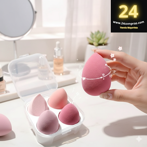SET DE ESPONJAS DE MAQUILLAJE - 4 BEAUTY BLENDERS CON ESTUCHE ZJ225405 - Imagen 2