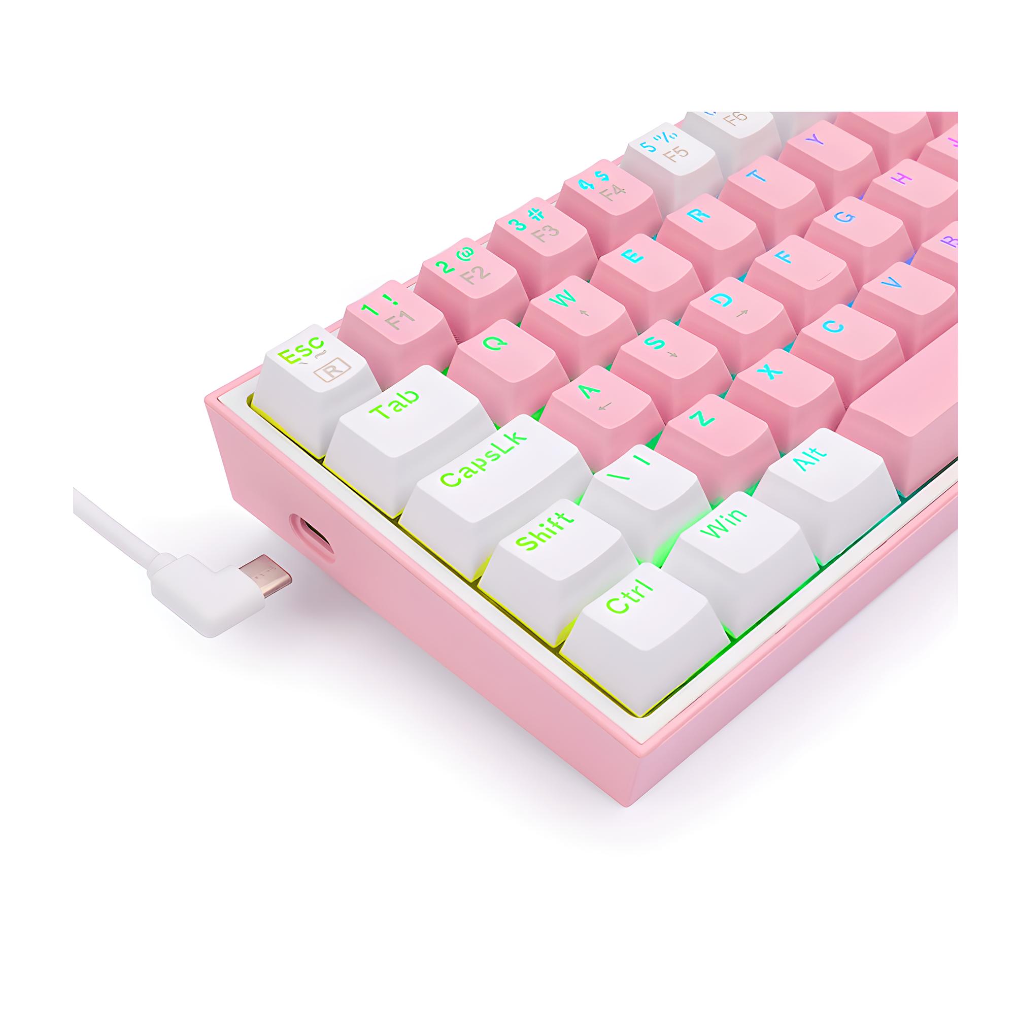 TECLADO MECÁNICO COMPACTO CON RETROILUMINACIÓN Y DISEÑO ROSA PASTEL K616-RGB PW-SP - WP-SP - Imagen 3