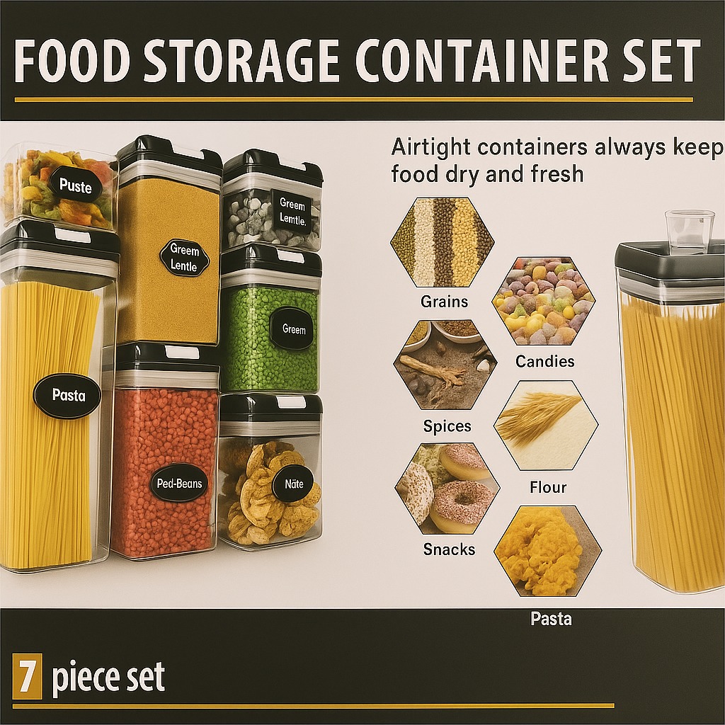SET CONTENEDORES HERMÉTICOS PARA ALIMENTOS X  7 PIEZAS -  A-522 0786